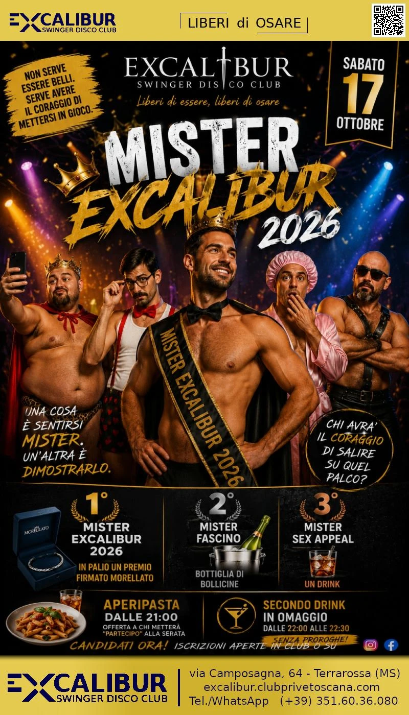 Swinger club prive événement MISTER EXCALIBUR 2026